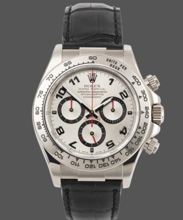 Rolex Daytona 116519 Black Alligator Leather strap silver Dial 40mm Mens Replica Watch