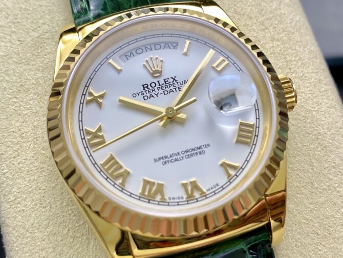 Replica Rolex Day Date 36 White Dial Solid 18k Yellow Gold 118138 Roman