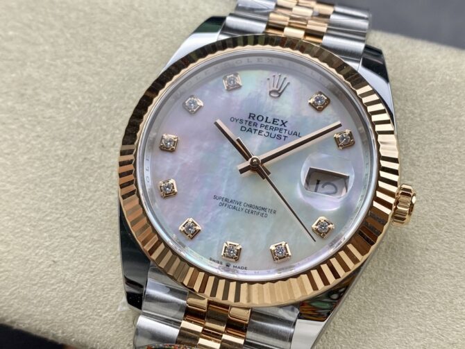 Rolex Datejust 126333 0018 41mm White Mother of Pearl Diamond Dial Men's Watch