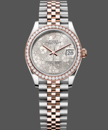 Rolex Datejust 31 Two Tone Silver Floral-Motif Diamond Bezel m278381rbr 0032 Women's Watch