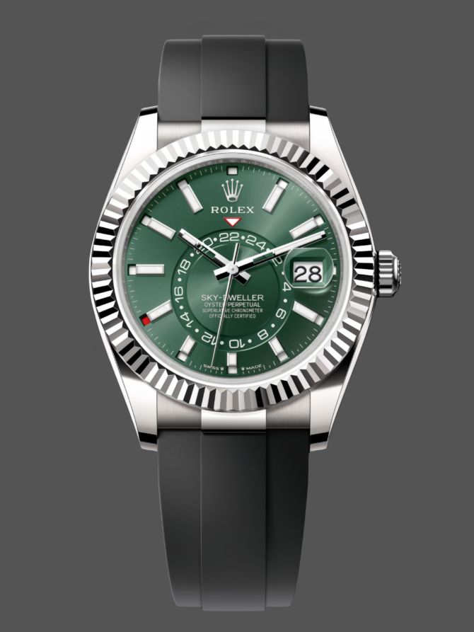 Rolex Sky Dweller 42mm 336239 Rubber Strap Black Dial Men's Watch