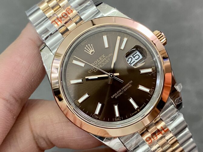 Rolex Datejust 126301 Rose Gold Chocolate Brown Index Dial 41MM Mens Replica Watch