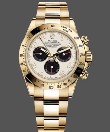 Rolex Daytona 116528 White Arabic Dial Yellow Gold 40mm Mens Replica Watch