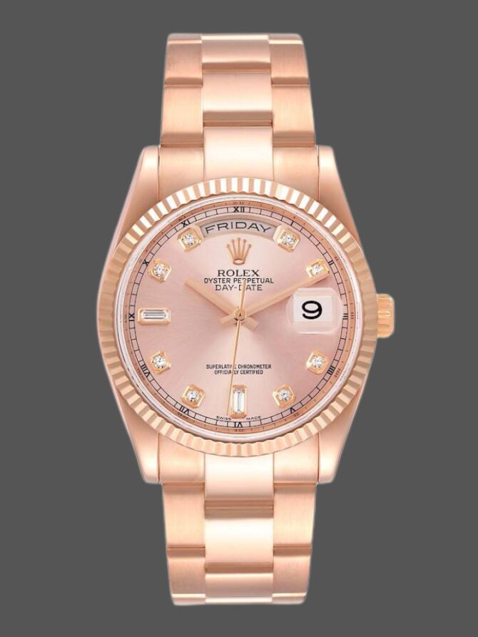Replica Rolex Day-Date 118235 Rose Gold Chocolate Brown Dial 36mm Unisex Watch