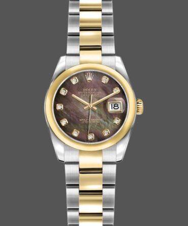 Rolex Datejust 179163 Black Mother of Pearl Dial Domed Dezel 26MM Lady Replica Watch