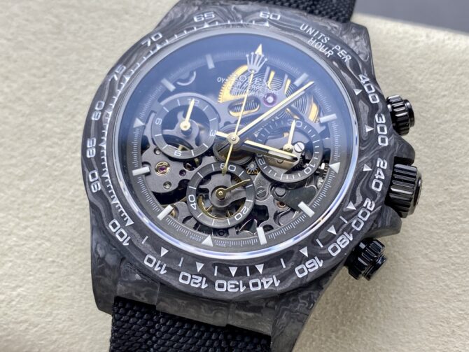 Rolex Daytona DIW Carbon Fiber Skeleton Black Replica Watch
