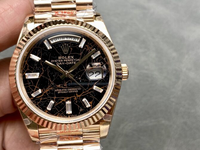 Replica Rolex Day Date 40 Eisenkiesel Baguette Automatic Diamond M228235 0045 Mens Watch