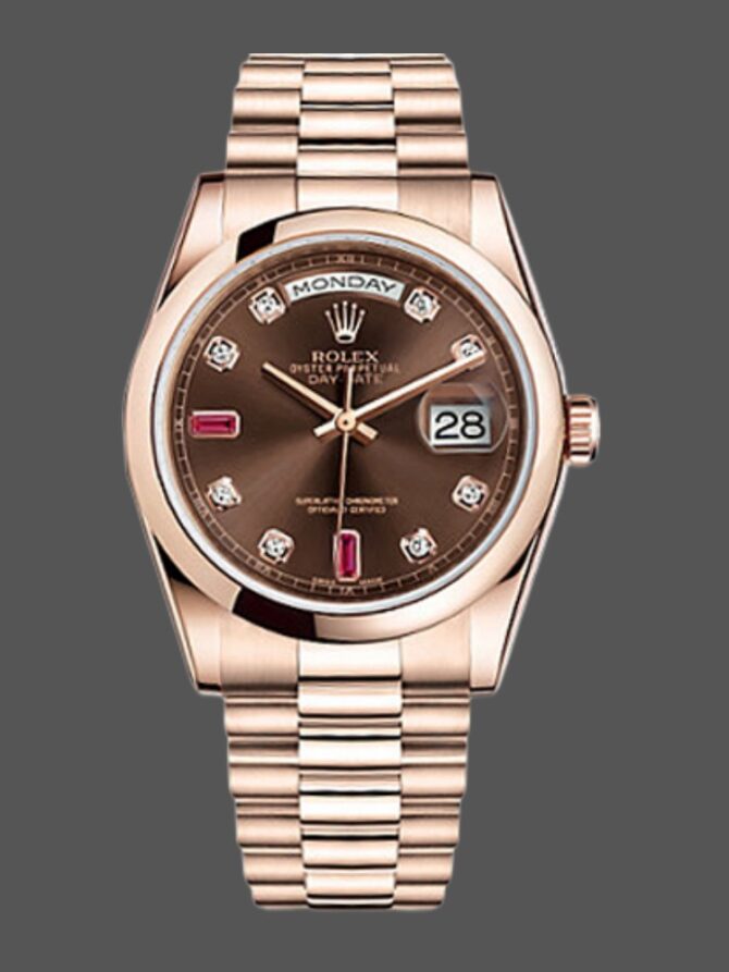 Replica Rolex Day-Date 118208 Yellow Gold Champagne Dial 36mm Unisex Watch