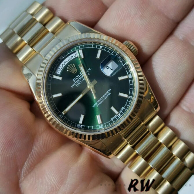 Replica Rolex Day-Date 118235 MOP Black Dial 36mm Unisex Watch