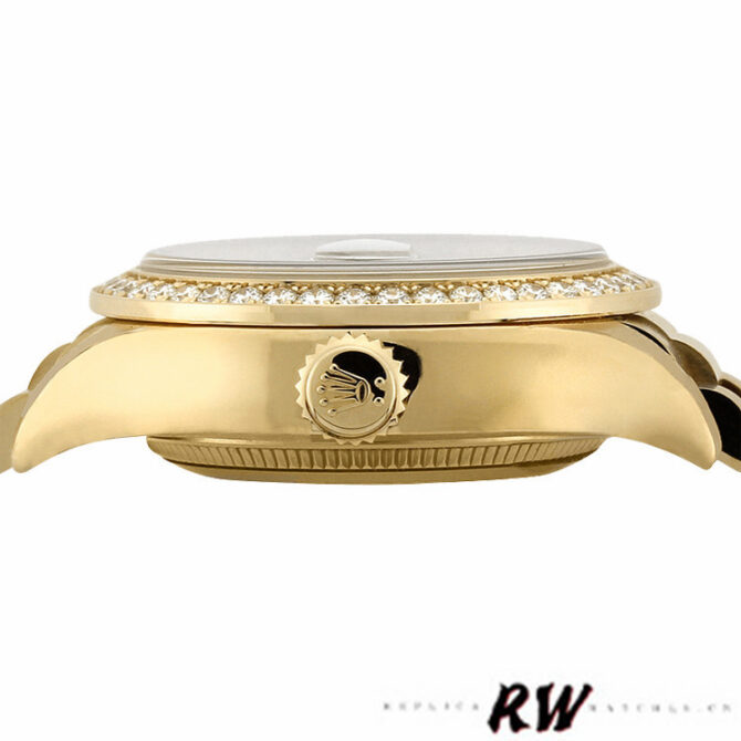 Replica Rolex Day Date 118348 Yellow Gold Black Diamond Dial 36mm Unisex Watch