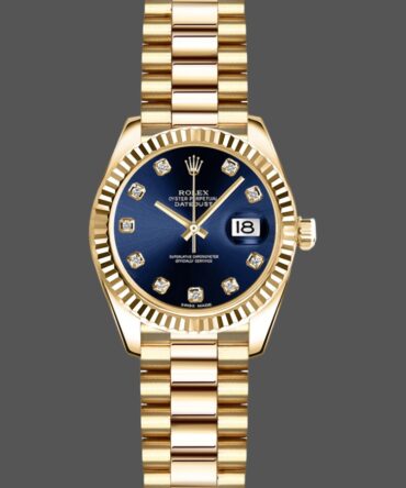 Rolex Datejust 179178 Blue Diamonds Dial Yellow Gold 26MM Lady Replica Watch