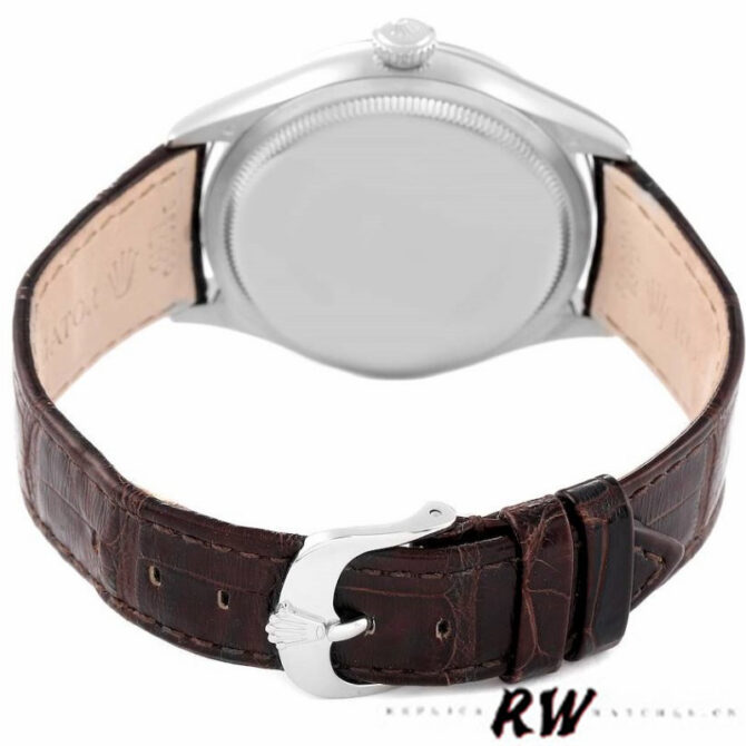 Rolex Cellini Time 50509 Brown Leather Strap Black Dial 39mm Mens Replica Watch