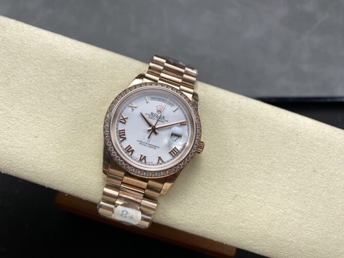 Replica Rolex Day-Date 128345RBR White Dial Everose Gold 36MM Unisex Watch