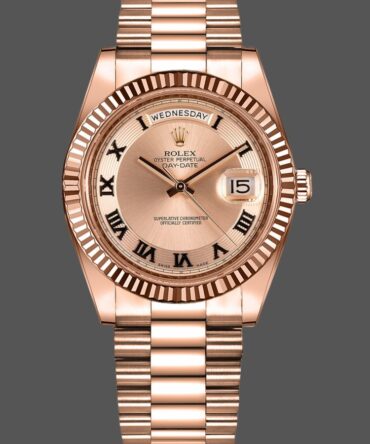 Replica Rolex Day-Date 218235 Concentric Circle Champagne Dial Rose Gold 41MM Mens Watch