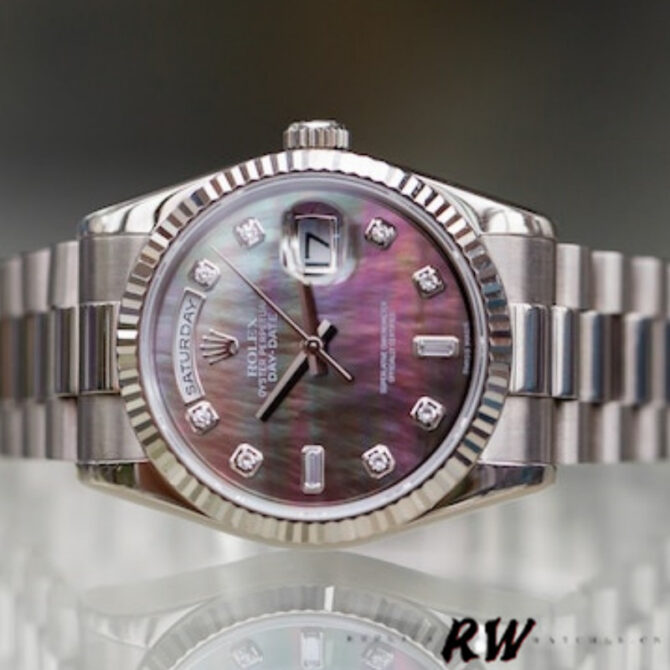 Replica Rolex Day-Date 118239 MOP Black Dial 36mm Unisex Watch