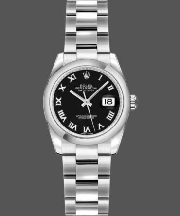 Rolex Datejust 179160 Oyster Bracelet Black Roman Dial 26MM Lady Replica Watch