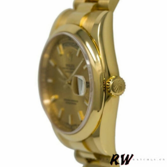 Replica Rolex Day-Date 118208 Yellow Gold Champagne Dial 36mm Unisex Watch