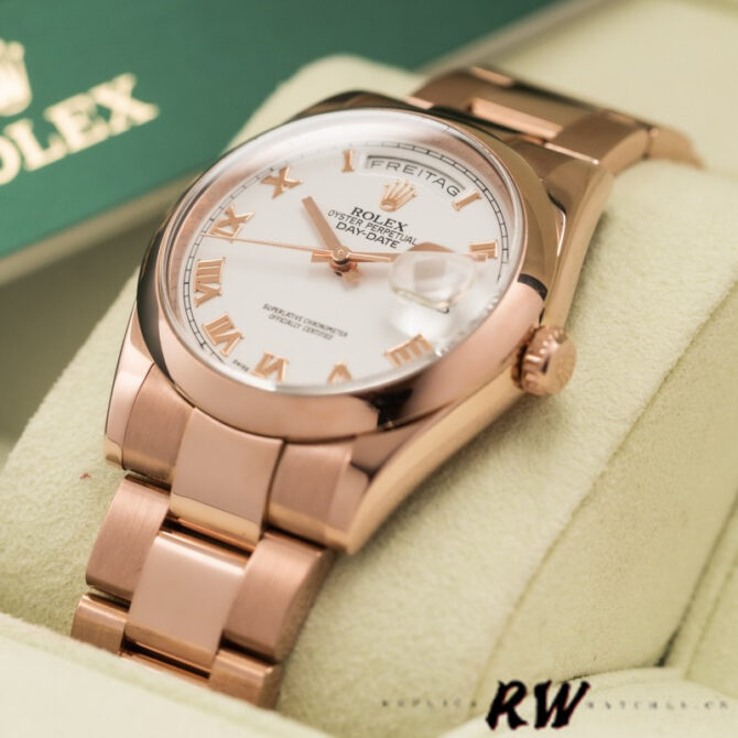 Replica Rolex Day-Date 118205 White Roman Numeral Dial 36mm Unisex Watch