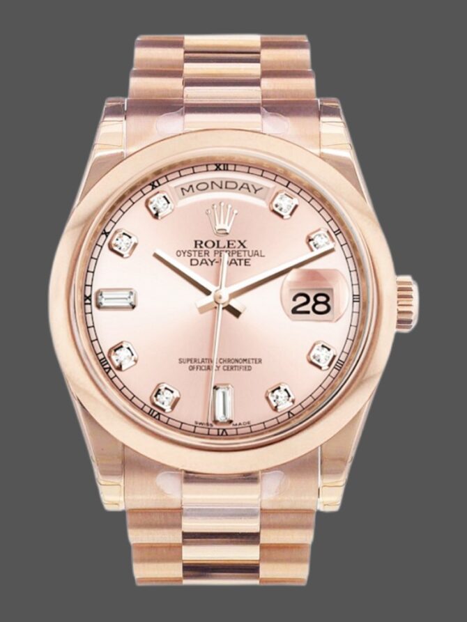 Replica Rolex Day-Date 118205 Pink Diamond Dial 36mm Unisex Watch