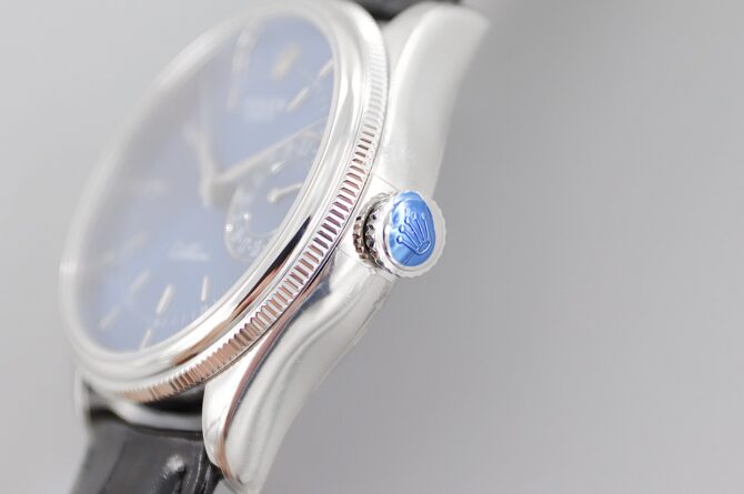 Rolex Cellini Date 50519 Blue Dial Blue Leather Strap 39MM Mens Replica Watch