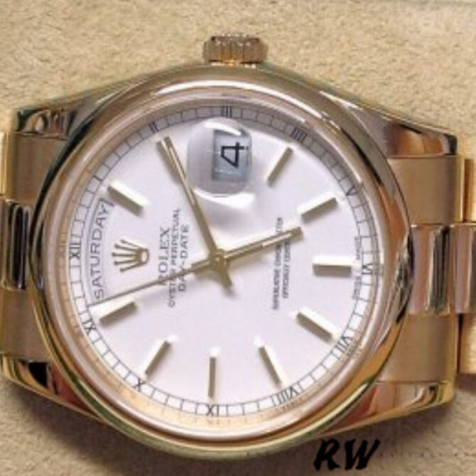 Replica Rolex Day-Date 118208 White Dial 36mm Unisex Watch