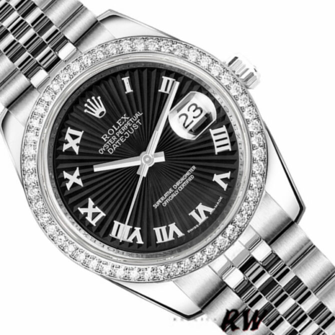 Rolex Datejust 178384 Stainless Steel Black Sunburst dial 31MM Lady Replica Watch