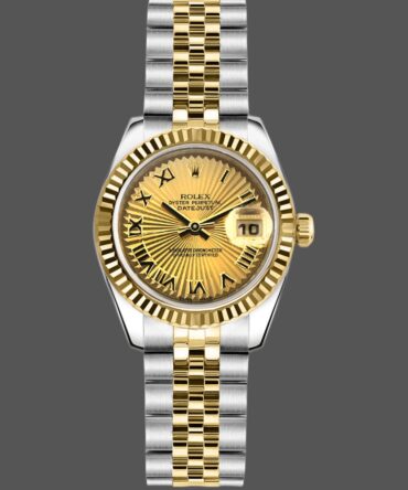 Rolex Datejust 179173 Sunbeam Champagne Dial Fluted Bezel 26MM Lady Replica Watch