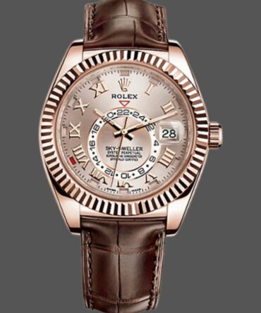 Rolex Sky-Dweller 326135 Sundust Dial Rose Gold 42MM Mens Replica Watch