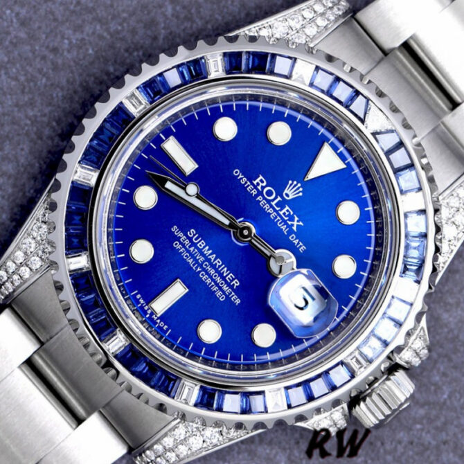 Rolex Submariner Date 116610LN Custom Diamond Stainless Steel Blue Dial 40MM Mens Replica Watch