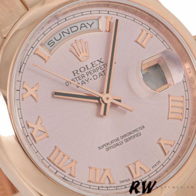Replica Rolex Day-Date 118205 Rose Gold Pink dial 36mm Unisex Watch