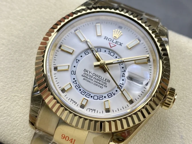 Rolex Sky Dweller Yellow Gold White Dial Oyster M336938 0003 Men's Replica Watch