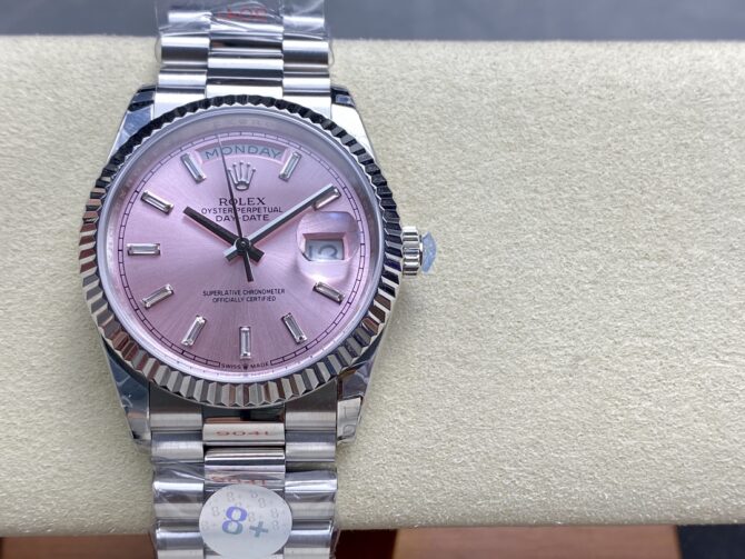 Replica Rolex Day Date 36mm Pink Diamond-Set Dial Fluted Bezel President m128239 0071