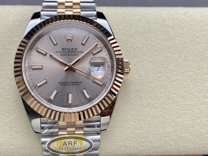 Rolex Datejust 41mm Two Tone Rose Gold Jubilee Band Sundust Index Dial 126331 0010
