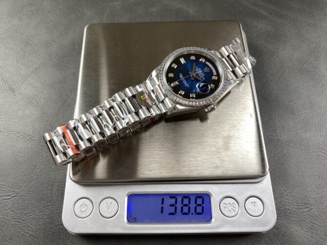 Replica Rolex Day-Date 128349RBR 0010 Blue Ombre Dial Diamond Bezel 36MM Unisex Watch
