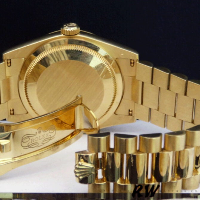 Replica Rolex Day-Date 118208 Silver Diamond Jubilee Dial Yellow Gold 36mm Unisex Watch