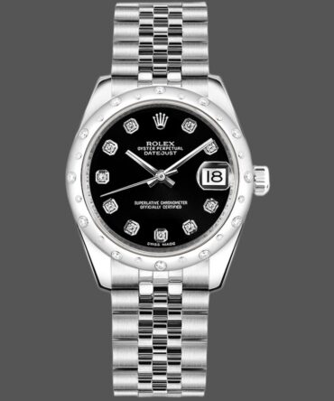 Rolex Datejust 178344 Black Diamond Dial Jubilee Bracelet 31MM Lady Replica Watch