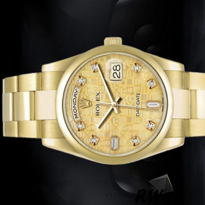 Replica Rolex Day-Date 118209 Black dial white gold 36mm Unisex Watch