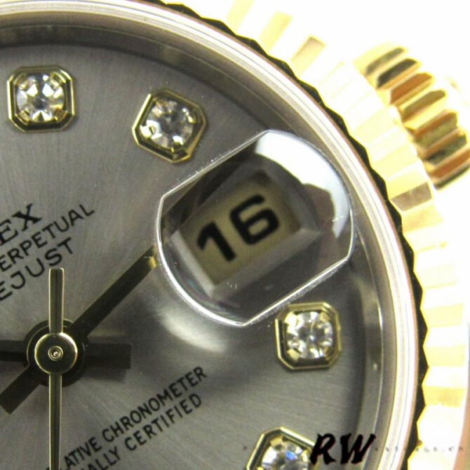 Rolex Datejust 179173 Gray Diamond Dial Fluted Bezel 26MM Lady Replica Watch
