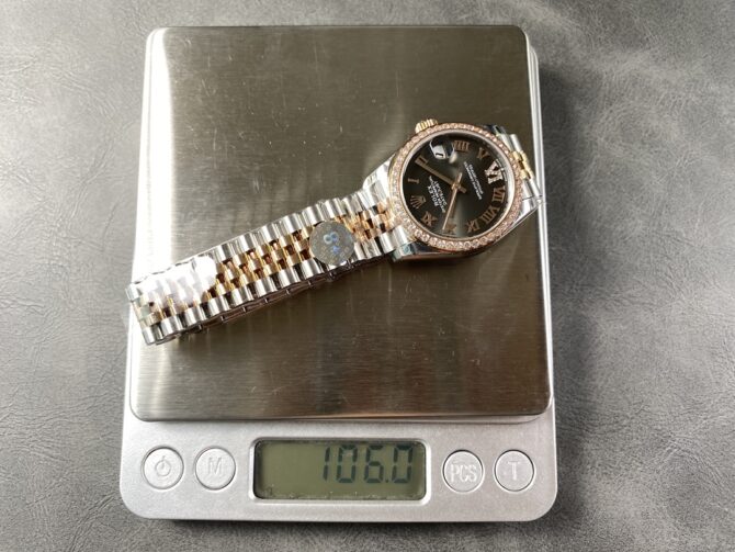Rolex Datejust Lady 31 Rose Gold Steel Slate Roman Diamond VI Dial & Diamond Bezel Jubilee Bracelet 278381RBR