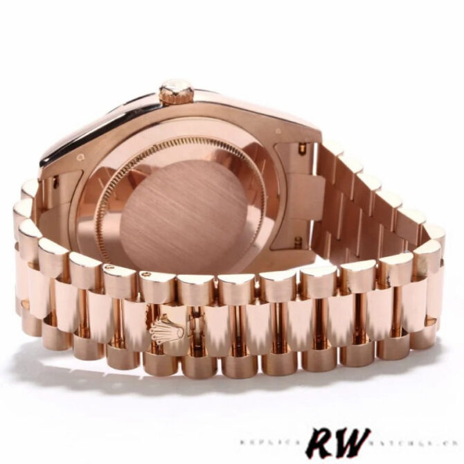 Replica Rolex Day-Date 218235 Pink Roman Numerals Dial Rose Gold 41MM Mens Watch