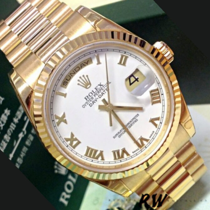 Replica Rolex Day-Date 118209 White Gold Copper Brown Dial 36mm Unisex Watch