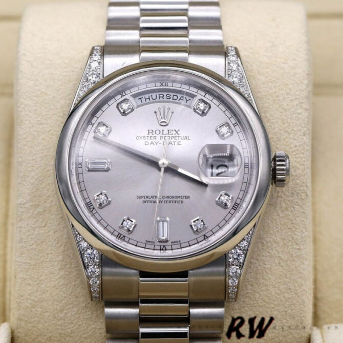 Replica Rolex Day-Date 118388 Yellow Gold Black Diamond Rubies Dial 36mm Unisex Watch
