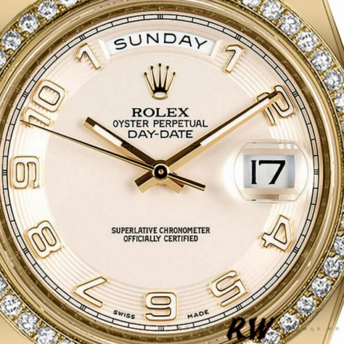 Replica Rolex Day-Date 218348 Concentric Circle Ivory Dial 41MM Mens Watch