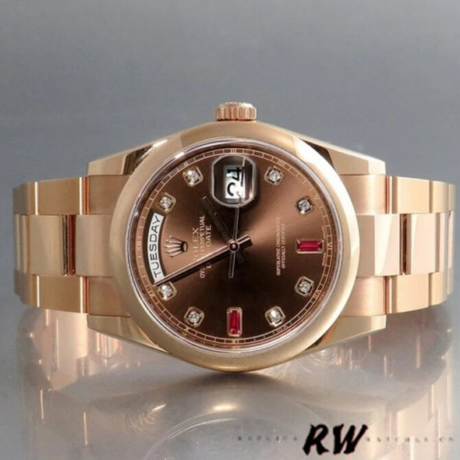 Replica Rolex Day-Date 118205 Chocolate Brown Dial 36mm Unisex Watch