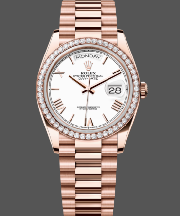 Replica Rolex Day-Date 128345RBR White Dial Everose Gold 36MM Unisex Watch