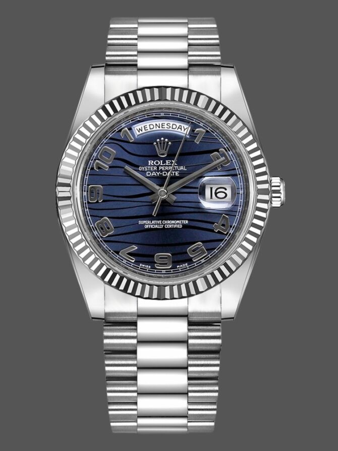 Replica Rolex Day-Date 228235 Sundust Index Dial Fluted Bezel 40mm Mens Watch