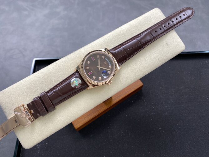 Replica Rolex Day Date 36 Everose Diamond Chocolate 118135 0020 Watch