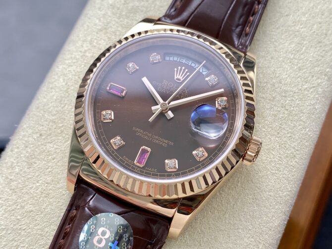 Replica Rolex Day Date 36 Everose Diamond Chocolate 118135 0020 Watch