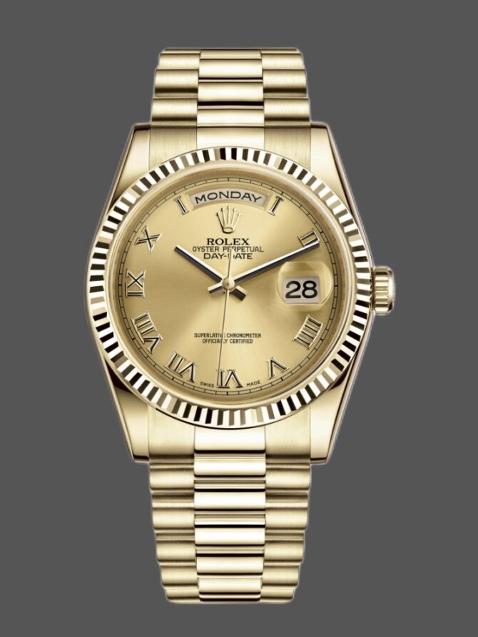 Replica Rolex Day-Date 118235 MOP Black Dial 36mm Unisex Watch