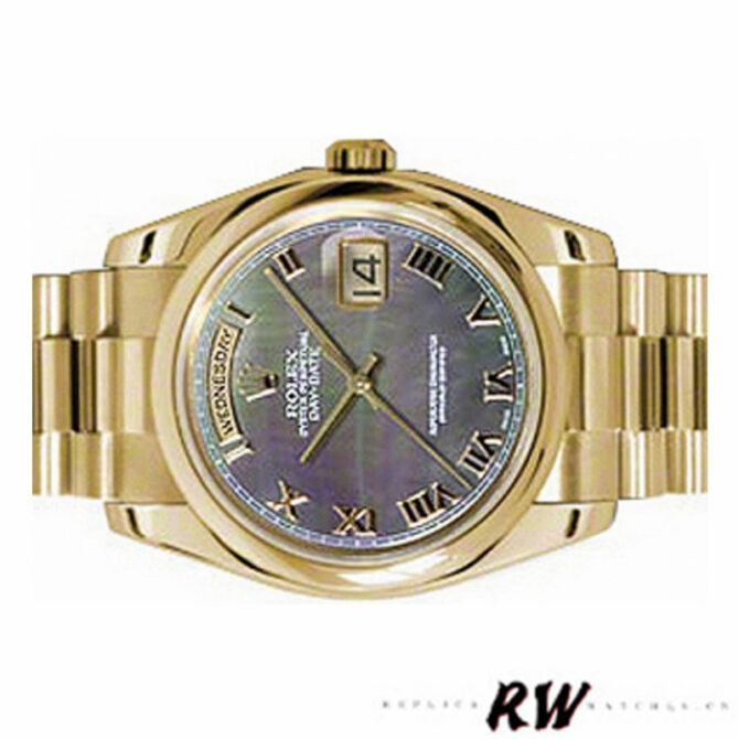 Replica Rolex Day-Date 118238 Dark Mother Of Pearl Dial Yellow Gold 36mm Unisex Watch